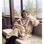 Peluşcu Dayı Welsoft Peluş Polar Giyilebilir Battaniye Pijama - Bej - 70 x 110 cm