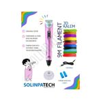 Pembe 3D Kalem 3D Pen 3 Boyutlu Yazıcı Kalem 3 Renk 9 Metre Filament + USB KABLO