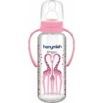Pembe 402 Kulplu Cam Biberon 240 Ml, Sağlıklı ve Kullanışlı Bebek Ürünü - Ahşap - Bej
