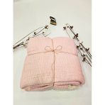 Pembe 7 Katlı Çift Taraflı Dolgulu Çift Kişilik Müslin Battaniye %100 Pamuk 230X240 Cm