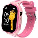 Pembe Akıllı Çocuk Saat, Takip ve Telefon Özellikli, Güvenle Kullanım - Ahşap - Bej - Seçenek 1