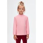 Pembe Basic Kışlık Yarım Balıkçı Yaka Uzun Kollu Kız Çocuk Tişört - 1 Yaş
