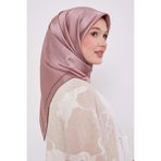 Pembe Benek Desen Monogram İpek Eşarp