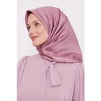 Pembe Benekli Twill İpek Eşarp