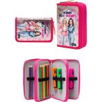 Pembe Best Friends Desenli Pvc Üç Bölmeli Kız Çocuk Organizer Kalemlik Kalem Kutusu -CP7002 - Pudra Pembe