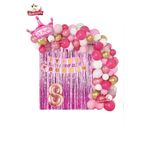 Pembe Beyaz Konseptli 8 Yaş Kraliçe Taçlı Doğum Günü Balon Zincir Seti