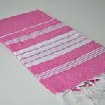 PEMBE BEYAZ ŞERİTLİ YIKANMIŞ PAMUK PEŞTEMAL