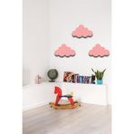 Pembe Bulut 3 lü Set Bulut Ahşap Duvar Dekoru Çocuk Odası Süsü