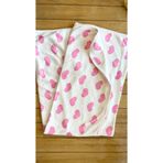 Pembe Büyük Kalp Desenli Bebek Battaniye 80x90 cm Pamuklu Yumuşak Yenidoğan Kundak Puset Örtüsü Kız Bebek