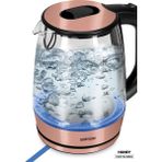 Pembe Cam Kettle 2200W 1.7l Paslanmaz Çelik Işıklı Su Isıtıcı
