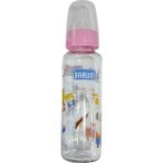 Pembe Cam Leylekli Teren Desenli Bebek Biberon 250 ml - Ahşap - Bej