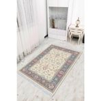Pembe Çerçeveli Dokuma Pamuk Taban Kaymaz Kilim Klm173