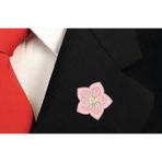 Pembe Çiçek Mineli Pin Bros Metal Yaka Rozeti
