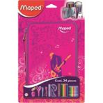 Pembe Çift Gözlü Kalem Kutusu, Okul Malzemeleri, Dolu, Girly Tasarım - Ahşap - Bej - Seçenek 1