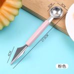 Pembe Çift Kafa Paslanmaz Çelik Meyve Tabağı Topu Kazıcı Oluklu Oyma Bıçağı Karpuz Topu Kazıcı Kaşık Meyve Oyma Cihazı (Yurt Dışından) - Melon Scoops & Ballers - Renkli