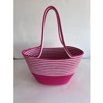 Pembe Çizgili El İşi Plaj Çantası