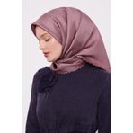 Pembe Çizgili Twill İpek Eşarp