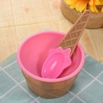 Pembe Çocuk Renkli Dondurma Kase Koni Kaşık Seti Plastik Kase Çocuklar Parti Tart Tarzı Tatlı Küçük Kase Mutfak Aksesuarları Araçları (Yurt Dışından) - Ice Cream Scoops & Stacks