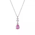 Pembe Damla Model Zirkon Taşlı 925 Ayar Gümüş Kadın Kolye