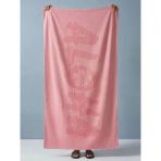 Pembe Desenli Kadın Plaj Havlusu 70X140 Cm