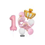Pembe Dinazor Folyolu Yaş Balon Set, 1