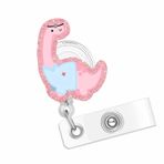Pembe Dinozor Rozet Makarası, Komik Pediatrik Hemşire Rozet Makaraları Geri Çekilebilir, İsim Rozet Tutucu Makara Kimlik Klipsi, Hemşireler için Sevimli Hayvan Pediatrik Dekoratif Doktor Kayıtlı