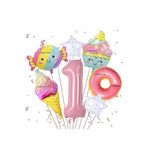 Pembe Donut Numaraları Folyo Balonlar Şeker Pentagram Gökkuşağı Dondurma Set 7 Parça, 1