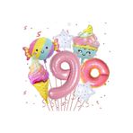 Pembe Donut Numaraları Folyo Balonlar Şeker Pentagram Gökkuşağı Dondurma Set 7 Parça, 9
