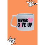 Pembe Eldiven Boks Asla Pes Etme Never Give Up Tasarım Baskılı Beyaz Lüks Sap Kupa Bardak