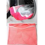 Pembe Fermuarlı - Hassas Çamaşır Terlik Ayakkabı Yıkama Filesi Büyük Boy