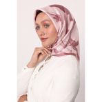Pembe Fırça İzi Desen Twill İpek Eşarp