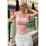 Pembe Fitilli Görünümlü Askılı Basic Atlet MG2057