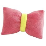 Pembe Fiyonk Şeklinde Dekoratif Peluş Yastık, Sarı Bantlı 45 x 35 cm