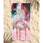 Pembe Flamingo Temalı Plaj Havlusu Çok Renkli