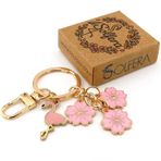 Pembe Flamingo ve Bahar Çiçekleri Çanta Süsü Charm Metal Anahtarlık KY158