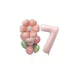 Pembe Floral Gül Döküm Demeti, Karma Renkler Papatya Folyo Balon, 7