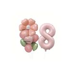 Pembe Floral Gül Döküm Demeti, Karma Renkler Papatya Folyo Balon, 8