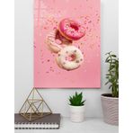 Pembe Fonda Donutlar Cam Tablo | Hediyelik, Dekoratif, Ofis, Mutfak