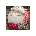 Pembe-Fuşya-Beyaz-Gri-Krom Gold Balon 60 Adet + 5 Mt. Balon Zinciri