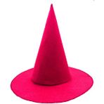Pembe Fuşya Renk Keçe Cadı Şapkası Yetişkin Çocuk Uyumlu 35X38 cm