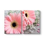 Pembe Gerbera Çiçeği Tablosu 103 x 70-2 Parçalı