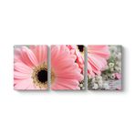 Pembe Gerbera Çiçeği Tablosu 126 x 55-3 Parçalı