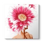 Pembe Gerbera Ve Kadın Tablosu 30 x 30
