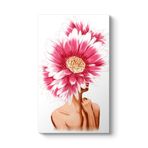 Pembe Gerbera Ve Kadın Tablosu 70 x 120