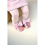 Pembe Gold Pul Payetli Fiyonklu Kız Bebek Babet Patik G-2366