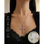 Pembe Gotik Haç Kolye – Unisex Vintage Stil Zincir Kolye 60 Cm
