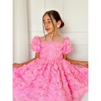Pembe Güllü Diana Vintage Kız Bebek Elbise,doğum Günü Elbise,fotoğraf Çekim Elbise,0-12 Yaş Uygun - 7 Yaş