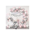 Pembe Gümüş Doğum Günü Balon Zincir Set, 4