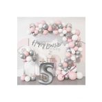 Pembe Gümüş Doğum Günü Balon Zincir Set, 5