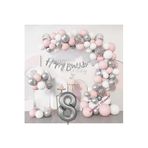 Pembe Gümüş Doğum Günü Balon Zincir Set, 8